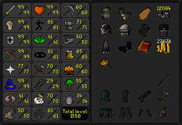 MM2, DS2, RFD (Barrows gloves) + Full void & 3 helmets & 77 Prayer + Piety Strong MAX MAIN Staker w/ 99 Range & 99 Magic + Firecape (205 QP) ez3146