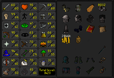 MM2, DS2, RFD + Full void & 3 helmets (Barrows gloves) Zerker - Void/Rune Pure w/ 94 Range & Magic + Firecape & Golem Pet (207 QP) ez3170 [JAGEX LAUNCHER]