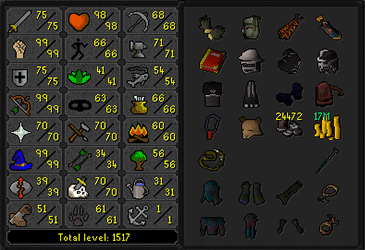 MM2, DS2, RFD (Barrows gloves) + Full void & 3 helmets 75 Attack/Defence w/ 99 Strength/Range/Magic + Infernal Cape & Dizana's quiver + 70 Prayer Piety (207 QP) ez3416 [JAGEX LAUNCHER]